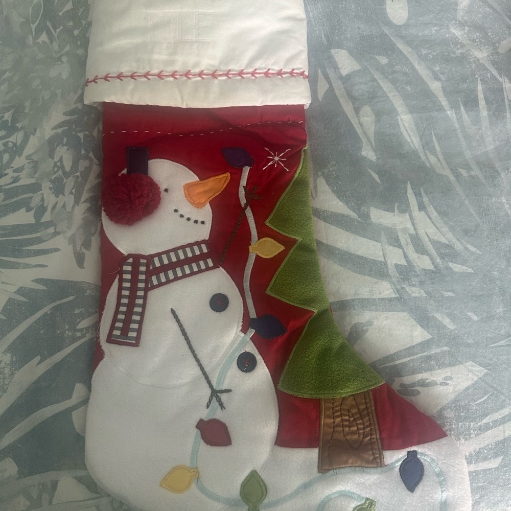 Pottery Barn Kids Snowman Quilted Christmas Stocking